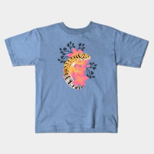 Leopard Gecko, High Yellow, and Frangipani Flowers Kids T-Shirt